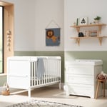 Tutti Bambini Rio 2 piece room set white includes cot bed changer chest drawers