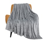 TOONOW Couverture Polaire Super Douce et Confortable en Flanelle texturée, légère, pelucheuse et Confortable pour canapé, lit, Gris Clair (127 x 152,4 cm)