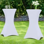 ID MARKET - Housse blanche x2 pour table haute pliante 105CM