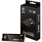 MSI SPATIUM M482 SSD 1TB - Disque SSD Interne 1 to, PCIe 4.0 NVMe M.2, Lecture 7200 MB/s & Écriture 6100 MB/s, 3D NAND, Sécurité des Données Intégrée, Garantie 5 Ans (600 TBW)