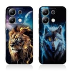 Tveinan 2 Pack Coque pour Xiaomi Redmi Note 13 Pro 5G / Poco X6 5G Etui, Noir Housse Étui de Protection en Silicone TPU Souple, Cover Antichoc Ultra Douce Case avec Motif - Lion & Loup