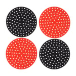 (2 X 20cm/7.9in Red 2 X 20cm/7.9in Black)4PCS Round Air Fryer Mat High