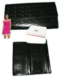 LACOSTE PURSE WALLET Women's Leather Vintage 13L Pied De Croc Slg3 Black NEW