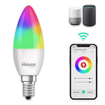 PRENDELUZ Ampoule WiFi LED RGB E14 5.5W, type bougie, compatible avec Alexa et Google Home (Ampoule WiFi LED RGB)