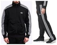 Adidas Originals Adi Firebird Mens Tracksuit Full Jacket Top Bottoms Pants Black