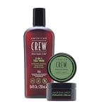 Coffret Duo de Soins American Crew : Shampoing 3 En 1 - Shampoing, Après Shampoing & Gel Douche (250ml) - Parfum Arbre à thé + Forming Cream, Cire Cheveux (50g)