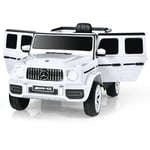 Voiture électrique Enfant 12V avec Télécommande Mercedes Benz G63 avec Démarrage Lent LED USB 30KG Blanc