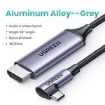 90 Degree Alu-alloy 2m UGREEN-Câble USB Type-C vers HDMI 4K pour iPhone 15, convertisseur TV, MacPleAir, iPad, Samsung Pixelbook XPS, adaptateur HDMI ""Nipseyteko