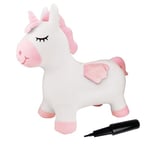 Lexibook-BGP050UNI Licorne Sauteurse Gonflable-Pompe Manuelle Incluse, Plastique sécurisé et résistant-Jeu d'extérieur et intérieur pour Filles, BGP050UNI, Blanc/Rose, Large