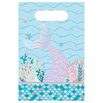 Amscan 9914388 - Mermaid Tales Kids Birthday Party Paper Loot Bags - 8 Pack