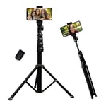 Selfie Stick Tripod with Wireless Bluetooth Remote, ZETONG Aluminium 62" Tall Phone Tripod with Bluetooth Remote Shutter and Universal Phone Holder Perfect for Video Recording/Vlogging/Live Streaming