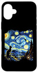 Coque pour iPhone 16 Plus Van Gogh Black Cat Starry Night Amoureux des chats