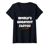 Womens World's Greatest Farter - I Mean Father Funny Dad Jokes V-Neck T-Shirt