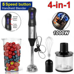 4 in 1 Electric Hand Blender Set Food Processor Mixer Whisk & Chopper Bowl 1000W