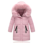 Tilozs Fille Manteau d'Hiver Chaud Veste Enfant Doudoune mi Long Coupe Vent Parka mit Capuche Fourrure, Rose, 13-14 ans(Taille du fabricant：160)