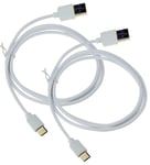 2X USB Type C Data Cable USB-C Charging Cable in White for OnePlus 10T 5G