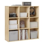 WOLTU Bibliothèque avec 9 Compartiments, Étagère Cubique, Cloison à Cubes Ouvertes, Meuble de Rangement Autoportant, pour Salon, Bureau, Chambre à Coucher, 94x29,5x93 cm, Chêne Clair