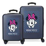 Disney Minnie Sunny Day Blue Luggage Set 55/68 cm Rigid ABS Combination Lock 104 Litre 4 Double Wheels Hand Luggage