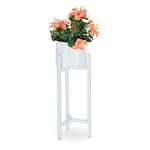 Relaxdays Support pour pot à fleurs, présentoir à plantes incluant un récipient, HxD 60 x 21,5 cm, blanc