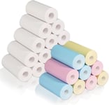 Lot de 24 rouleaux de papier thermique pour appareil photo d'enfant,15 rouleaux de papier d'impression blanc,9 rouleaux de papier d'impression multicolore pour imprimante thermique,mini imprimante