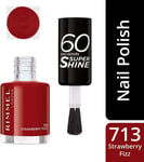 RIMMEL 60 Seconds Nail Polish/Varnish Super Shine Quick Dry 713 Strawberry Fizz