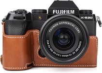 Housse Fuji XS20/X-S20, Étui pour Appareil Photo Fujifilm Fuji XS20/X-S20, Style rétro en Cuir PU Fuji XS20, étui de Protection avec poignée et Ouverture en Bas - Marron