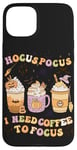 iPhone 15 Plus Halloween Groovy Hocus Pocus I Need Coffee To Focus Case