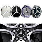 4-Pack - Mercedes-Benz Centrumkåpor / Hjulnav Emblem - Bil 75mm Svart