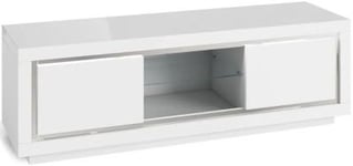 Clearance - Sardinia White Gloss 140cm TV Unit with LED Lights - FSS15814