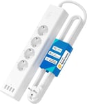 Multiprise Connectée (Type F), 16A Multiprise Wifi Compatible Avec Apple Homekit, Alexa Et Google Home (4 Prises Ac Et 4 Ports Usb), Prise Wifi Avec Commande Vocale Et Contrôle À D[MUL210238]