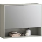 BZR134-NG Armoire Murale de Salle de Bain avec Miroir, Meuble de Toilette Suspendue Placard de Rangement avec 2 Portes, Compartiment Overt et