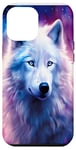 Coque pour iPhone 15 Plus Loup blanc dans l'art de style fantastique | Pour les amateurs de loup