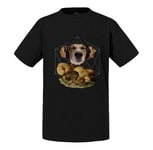 T-Shirt Enfant Chien Casque Audio Collage Art Surréalisme Vintage Champignon