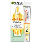 GARNIER Skin Active - Soin Yeux Booster D'Éclat - Réduit Les Cernes & Signes De Fatigue - Niacinamide, Caféine, Vitamine C, Poudre De Banane - Vegan & Cruelty Free - Tous Types de Peaux - 15 ml