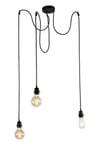 Suspension araignée filaire noir 3 lampes L.80cm E27 Seynave