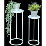 Tabouret de fleur Métal Blanc Rond Support de fleur Table d'appoint 96483 Lot de 2 Colonnes de fleurs Moderne Support de plante Tabouret de plante