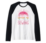 Just A Girl Who Loves Sewing, Vintage Sewing Girls Kids Raglan Baseball Tee