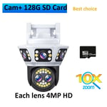 8K 12MP Wifi Camera Outdoor Three Screen CCTV 10X Zoom Body Detection Mini Secur