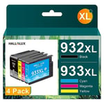 HALLOLUX 932XL 933XL Ink Cartridges Compatible for HP 932 933 Ink for HP Officejet 6100 6600 6700 7110 7510 7610 7612 Multifunction Inkjet printer (Black Cyan Magenta Yellow, 4 Pack)