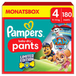 Pampers Baby-Dry Pants Paw Patrol, storlek 4 Maxi, 9-15kg, månadsbox (1 x 180 blöjor)