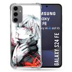 Cokitec Coque Renforcée pour Samsung Galaxy S24 FE Manga Tokyo Ghoul Kaneki Blanc