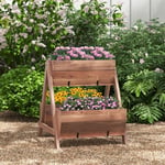 Jardinière surélevée en bois de sapin avec 3 bacs à fleurs et drainage brun CW71629