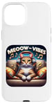 Coque pour iPhone 15 Plus Meeow-Vibes Casque pour chat