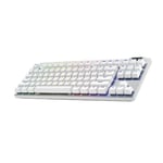 Logitech G PRO X TKL LIGHTSPEED Clavier de jeu sans fil, design ultra-mobile sans pavé numérique, Lightsync RGB, touches PBT, commutateurs tactiles (GX Brown), AZERTY français, blanc