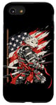 iPhone SE (2020) / 7 / 8 Cat Samurai American Flag Samurai Cat Art Patriotic Cat Case