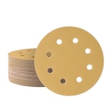 Lot de 30 disques abrasifs 180 mm Grain 120 180 mm Papier abrasif 8 trous pour ponceuse murale et plafond (jaune)