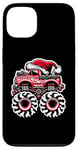 Coque pour iPhone 13 Adorable chapeau de Père Noël monstre camion de dessin animé pour enfants