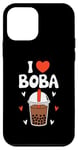 Coque pour iPhone 12 mini Thé à bulles I Love Boba Milk Tea Boba Pearl Lover