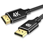 4K Displayport to HDMI Cable 1M,Uni-Direction,4k@30Hz,2k@60Hz,1080p Full HD,DP(Source) to HDMI(Display) Cable,PVC Cord,Gold-Plated Plugs for Dell,NVIDIA,AMD,Lenovo,Monitor, Projector(1M)