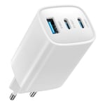 Chargeur USB C 67W, 3-Port GaN Compact PD Adaptateur Secteur de Charge Rapide, Chargeur Rapide pour MacBook Pro/Air, Les iPhone 16/15/14/13/12, iPad Pro, Samsung Galaxy S24/S23/S22 et Google Pixel